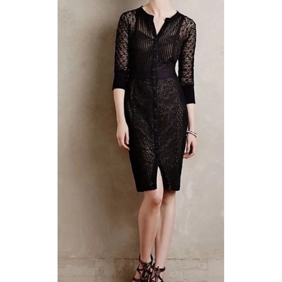 Byron Lars Dresses & Skirts - Beguile Byron Lars Anthropologie Mona Knit Dress Long Sleeve Black sz 4